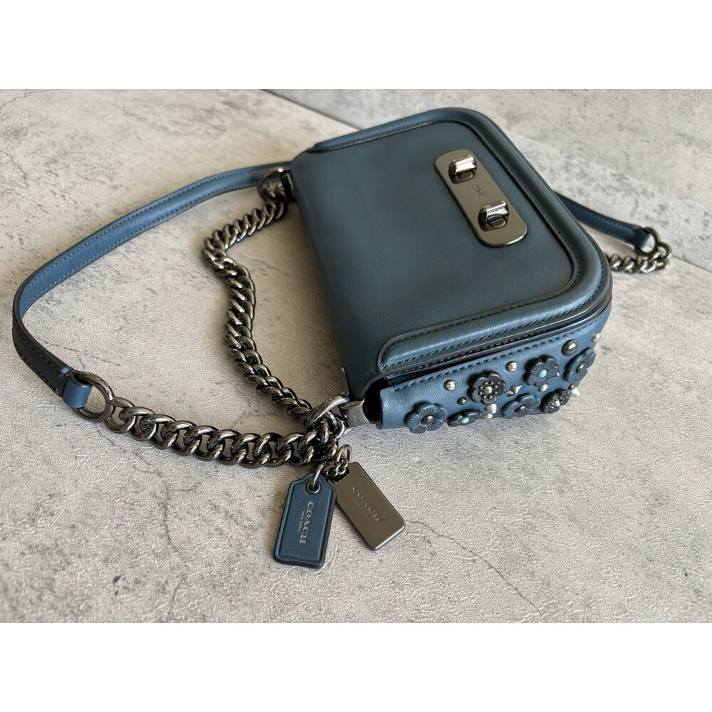 Coach Swagger 20 Willow Flora Tea Rose Crossbody Shoulder Bag Leather Teal 59087